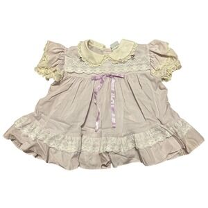 Bryan Baby Girl Dress Lavender Lace Ruffle Collar Bow‎ 12M Flower Heirloom